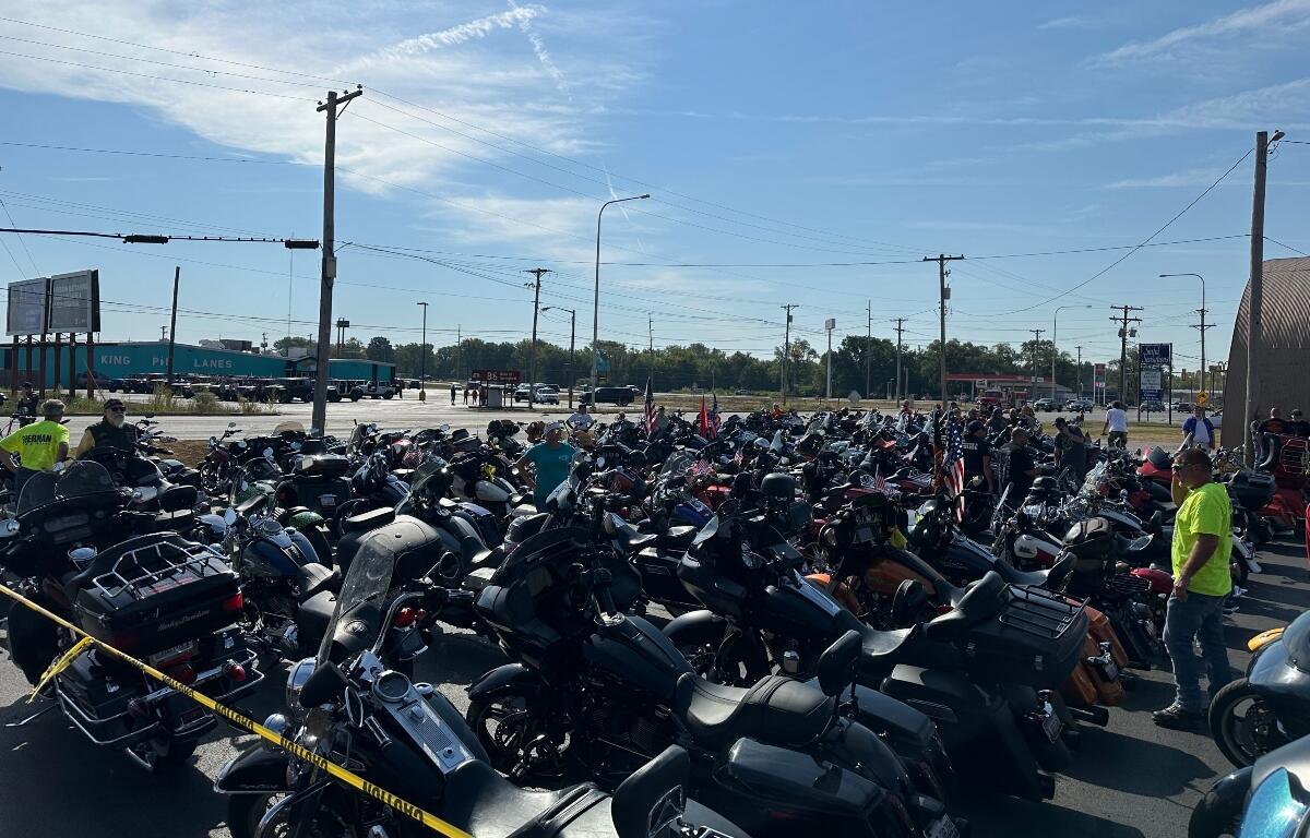 Hundreds of motorcycles took part in the 9/11 Ride to Remember Sunday, waiting at Hall's Harley-Davidson.