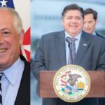Former Gov. Pat Quinn (left) and Gov. JB Pritzker