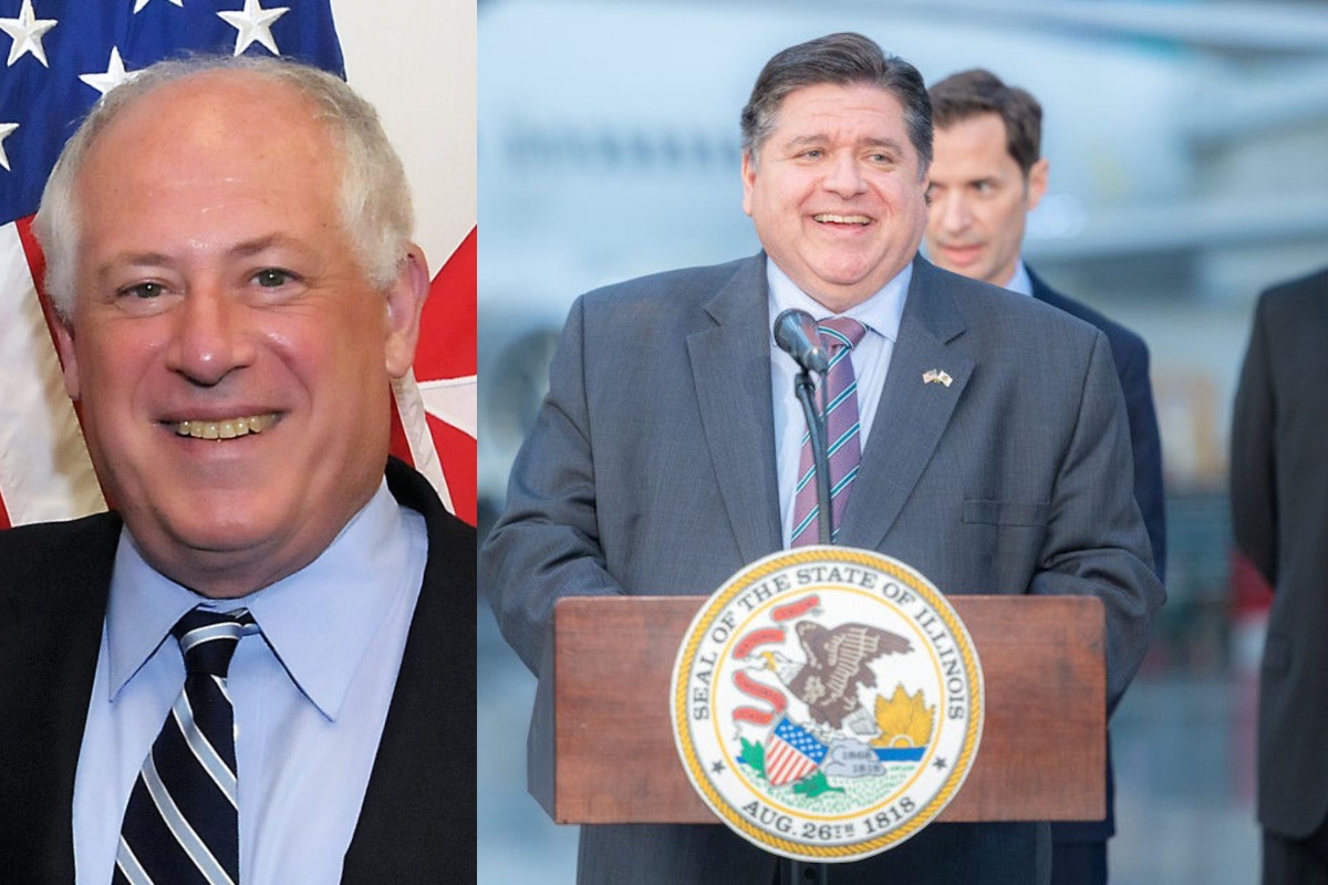 Former Gov. Pat Quinn (left) and Gov. JB Pritzker
