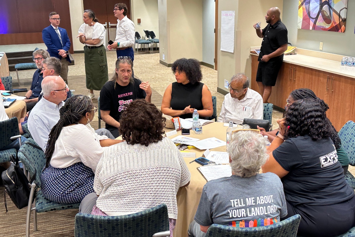 Members of the public and members of the Massey Commission discussed some of the commission's recommendations Monday night in small groups.