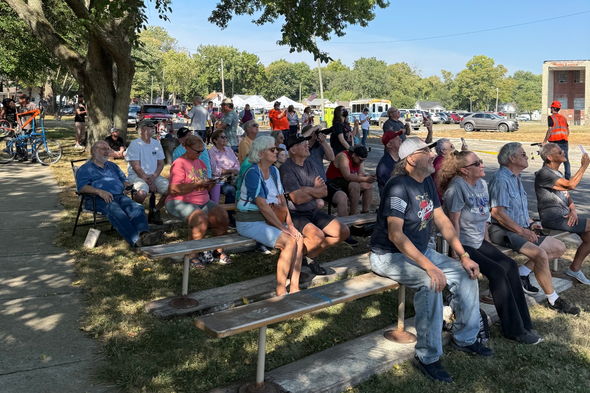 This was one of several seating areas for people to watch the Pillsbury plant demolitions.
