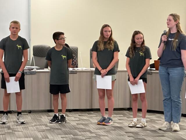 Students at Lincoln Magnet School in Springfield talk at a recent school board meeting about their Governor's Hometown Award.