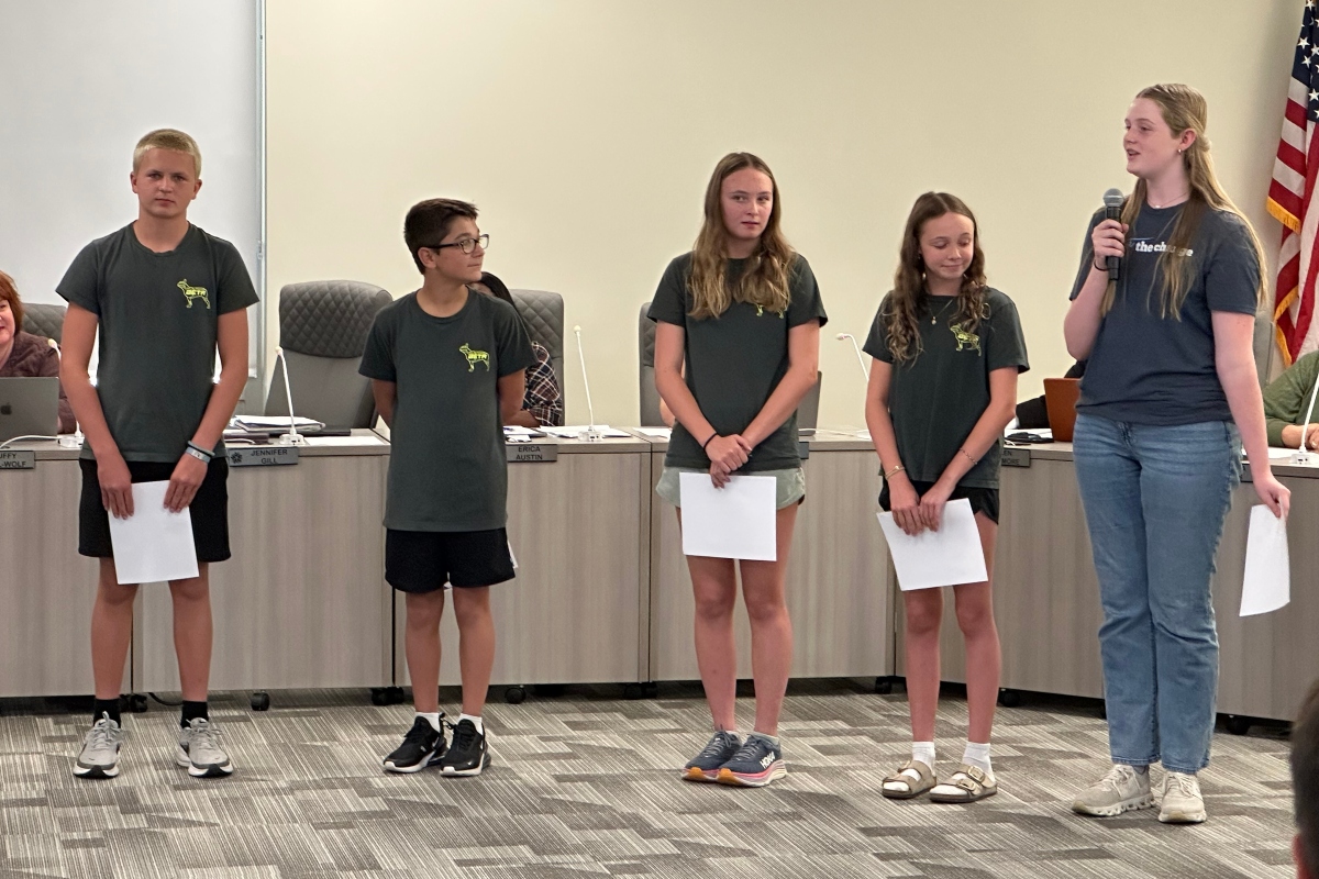 Students at Lincoln Magnet School in Springfield talk at a recent school board meeting about their Governor's Hometown Award.