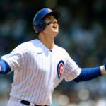 FILE - Chicago Cubs' Anthony Rizzo celebrates at third base after hitting a solo home run during the first inning of a baseball game against the Arizona Diamondbacks Sunday, July 25, 2021, in Chicago. (AP Photo/Paul Beaty, File)