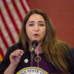 U.S. Rep. Delia Ramirez, a Chicago Democrat, is pictured at a news conference in Springfield in 2022, when she served as a state representative. (Capitol News Illinois photo by Jerry Nowicki)