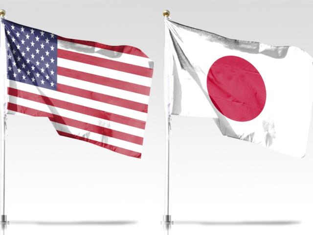 United States and Japan flags