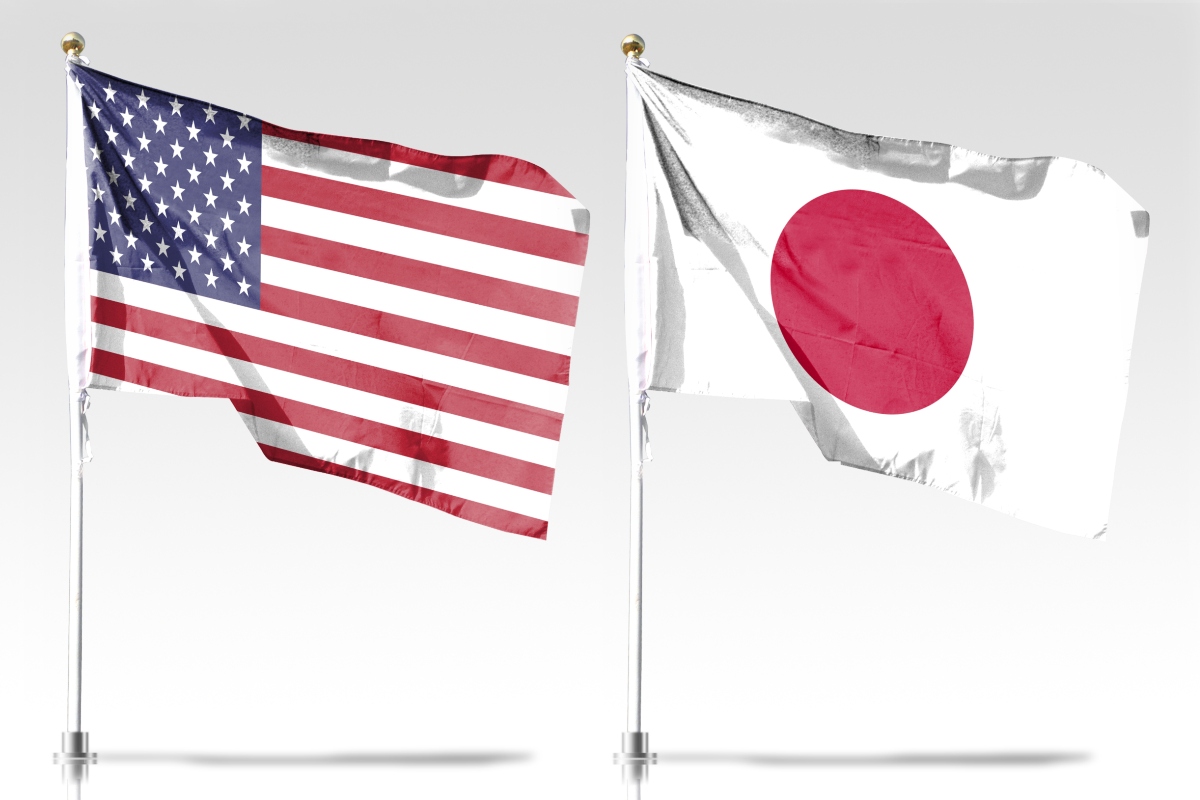 United States and Japan flags