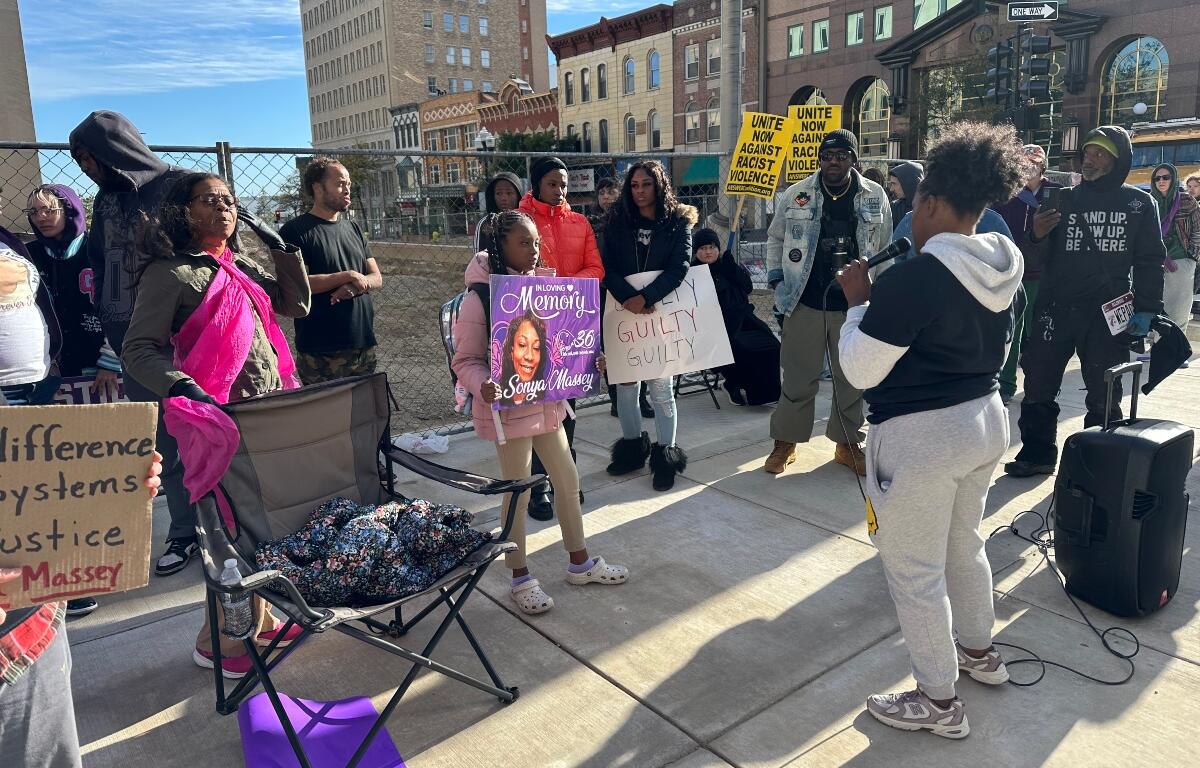 A rally was held Wednesday afternoon outside the Peoria County Courthouse, organized by supporters of Sonya Massey's family.
