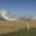 Crews battled a field fire near Blue Mound Sunday afternoon.