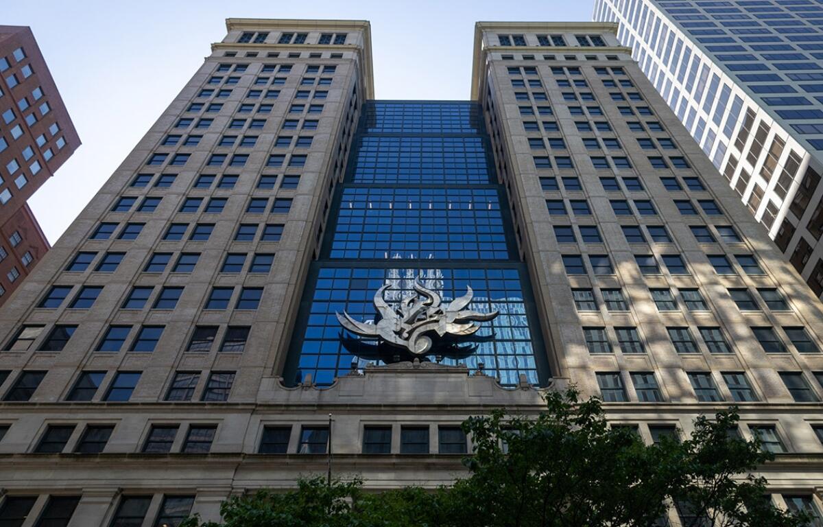 The Michael A. Bilandic Building, pictured in spring 2024, houses the offices of the Illinois Commerce Commission. (Capitol News Illinois photo by Andrew Adams)