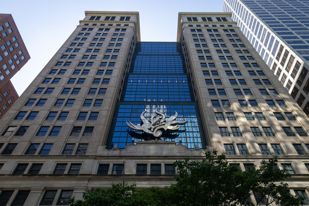 The Michael A. Bilandic Building, pictured in spring 2024, houses the offices of the Illinois Commerce Commission. (Capitol News Illinois photo by Andrew Adams)
