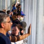 Protesters and reporters gathered outside an immigration enforcement facility in Broadview, Illinois, on Saturday, Oct. 4. (Capitol News Illinois photo by Andrew Adams)