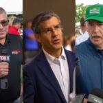 The Republican candidates for governor who are leading the fundraising race include former state Sen. Darren Bailey, conservative researcher Ted Dabrowski and DuPage County Sheriff James Mendrick. (Capitol News Illinois photos and illustration by Jerry Nowicki)