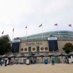 FILE - A general exterior view of Soldier Field is seen prior to an NFL preseason football game, Aug. 17, 2025, in Chicago.