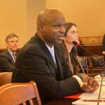 FILE - Illinois House Speaker Emanuel "Chris" Welch, D-Hillside, testifies before the Executive Committee on his legislation to allow legislative staff to unionize, Oct. 24, 2023, in Springfield, Ill. (AP Photo/John O'Connor, File)