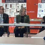 Rep. Nikki Budzinski discusses federal funding cuts Tuesday at the University of Illinois.