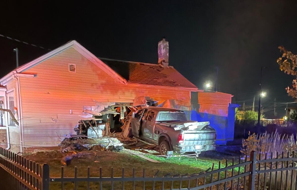 This vehicle hit a house at 9th and Miller in Springfield.