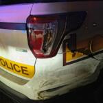 This Illinois State Police squad car was side-swiped Tuesday morning on Interstate 94 in Chicago.