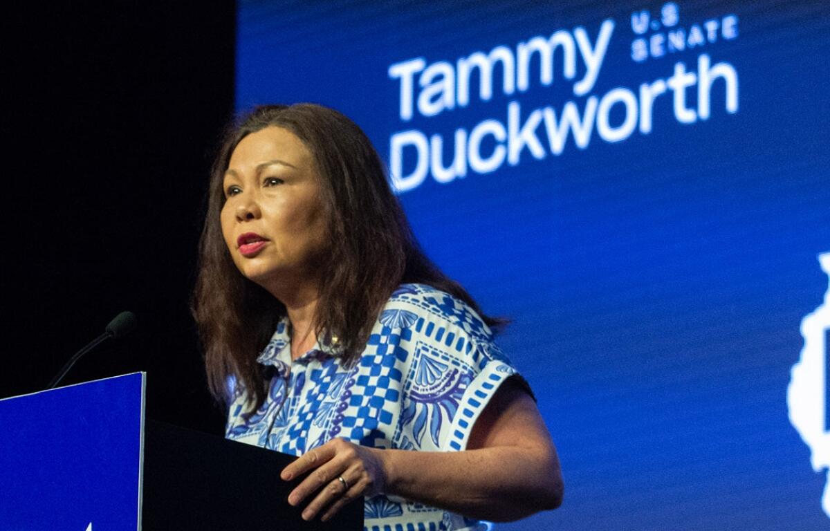Illinois’ U.S. Sen. Tammy Duckworth speaks at an event in Springfield on Aug. 13, 2025. (Capitol News Illinois photo by Jerry Nowicki)