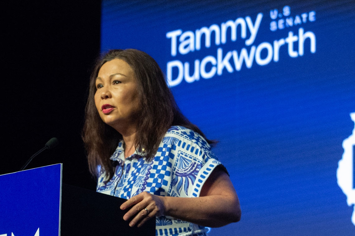 Illinois’ U.S. Sen. Tammy Duckworth speaks at an event in Springfield on Aug. 13, 2025. (Capitol News Illinois photo by Jerry Nowicki)