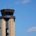 The control tower at Nashville International Airport stands Friday, Oct. 31, 2025, in Nashville, Tenn. (AP Photo/George Walker IV)