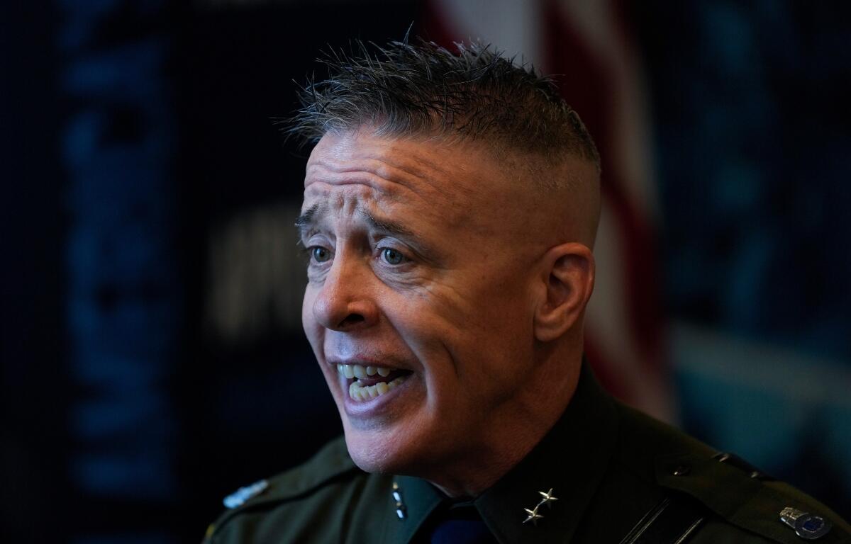 Senior U.S. Border Patrol official Greg Bovino speaks to Associated Press reporters during an interview Monday, Nov. 3, 2025, in Rosemont, Ill. (AP Photo/Erin Hooley)