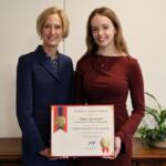 UIS Chancellor Janet Gooch (left) posing with Abigail Hemmer