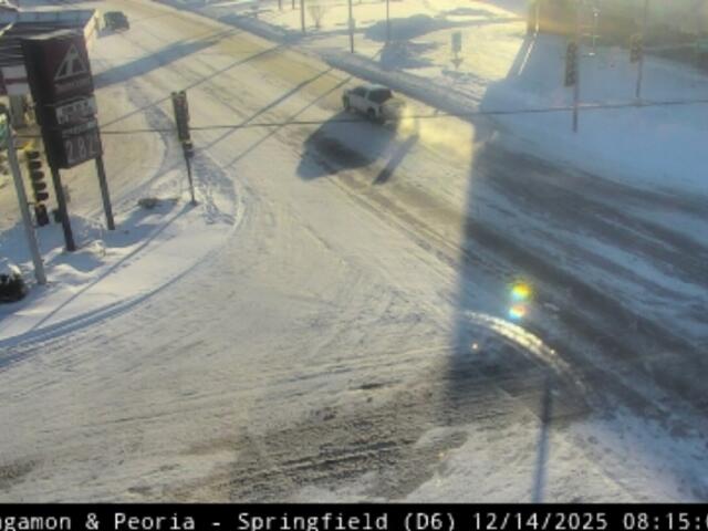 A traffic camera shows the aftermath of Saturday's snow near the Illinois State Fairgrounds.