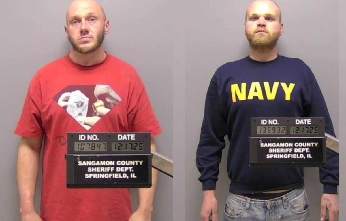 Jesse Myers (left) and Richard Beiermann (right), arrested on burglary charges.