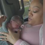 A screenshot of a video taken by the Wells family after Mercedes Wells gave birth to a baby, following being discharged from a hospital.