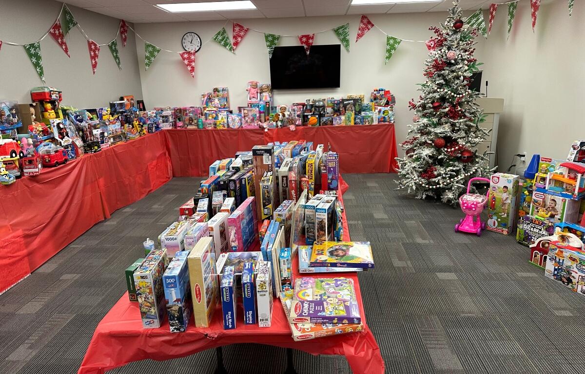 Thanks to donors and the HSHS St. John's Hospital Foundation, parents of Children's Hospital patients got to "shop" for Christmas presents, many of which were in this conference room.