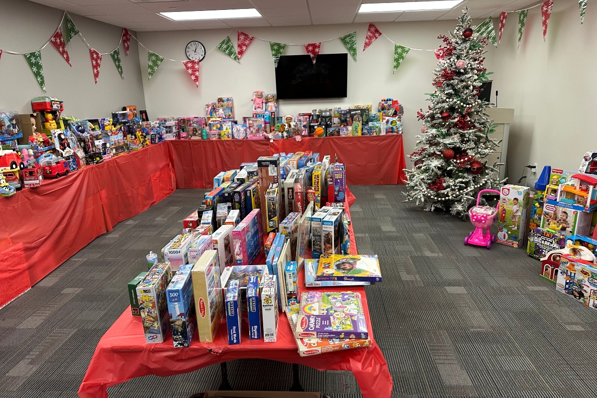 Thanks to donors and the HSHS St. John's Hospital Foundation, parents of Children's Hospital patients got to "shop" for Christmas presents, many of which were in this conference room.