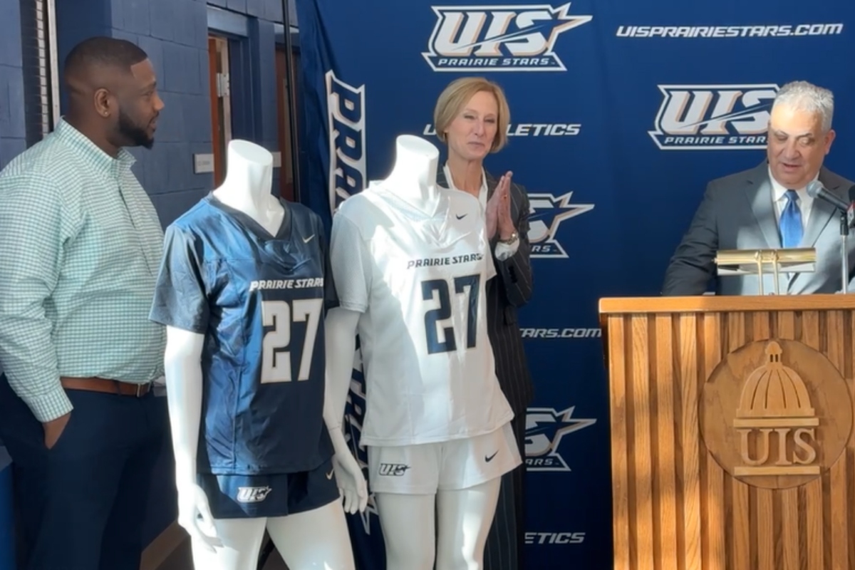 The University of Illinois Springfield unveils jerseys for the new women's flag football program, that will start in 2027.