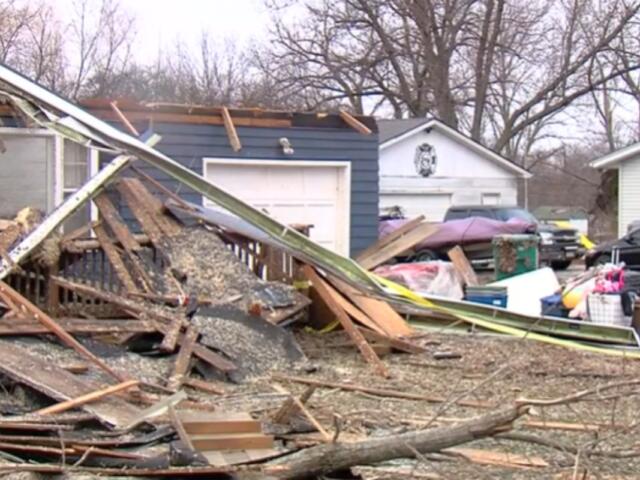 This home in the Long Creek area was among those damaged by a tornado Sunday.,