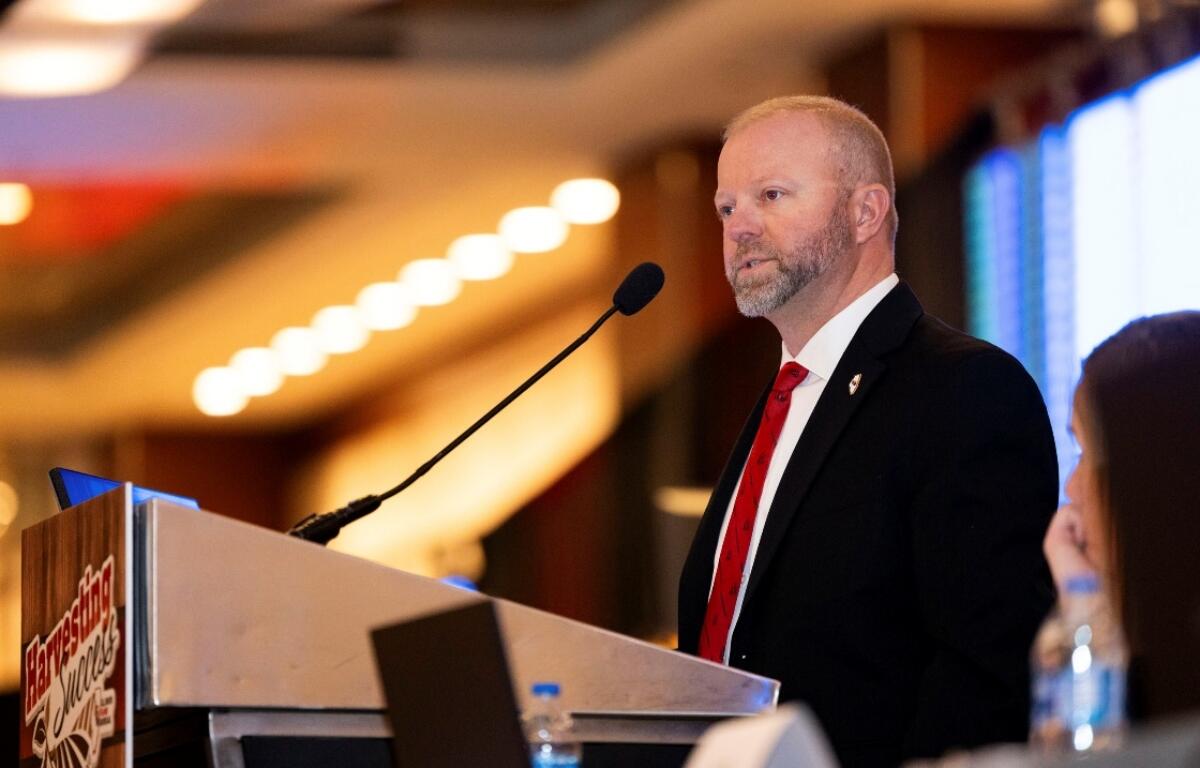 Evan Hultine was elected to a second term as Illinois Farm Bureau's Vice President.