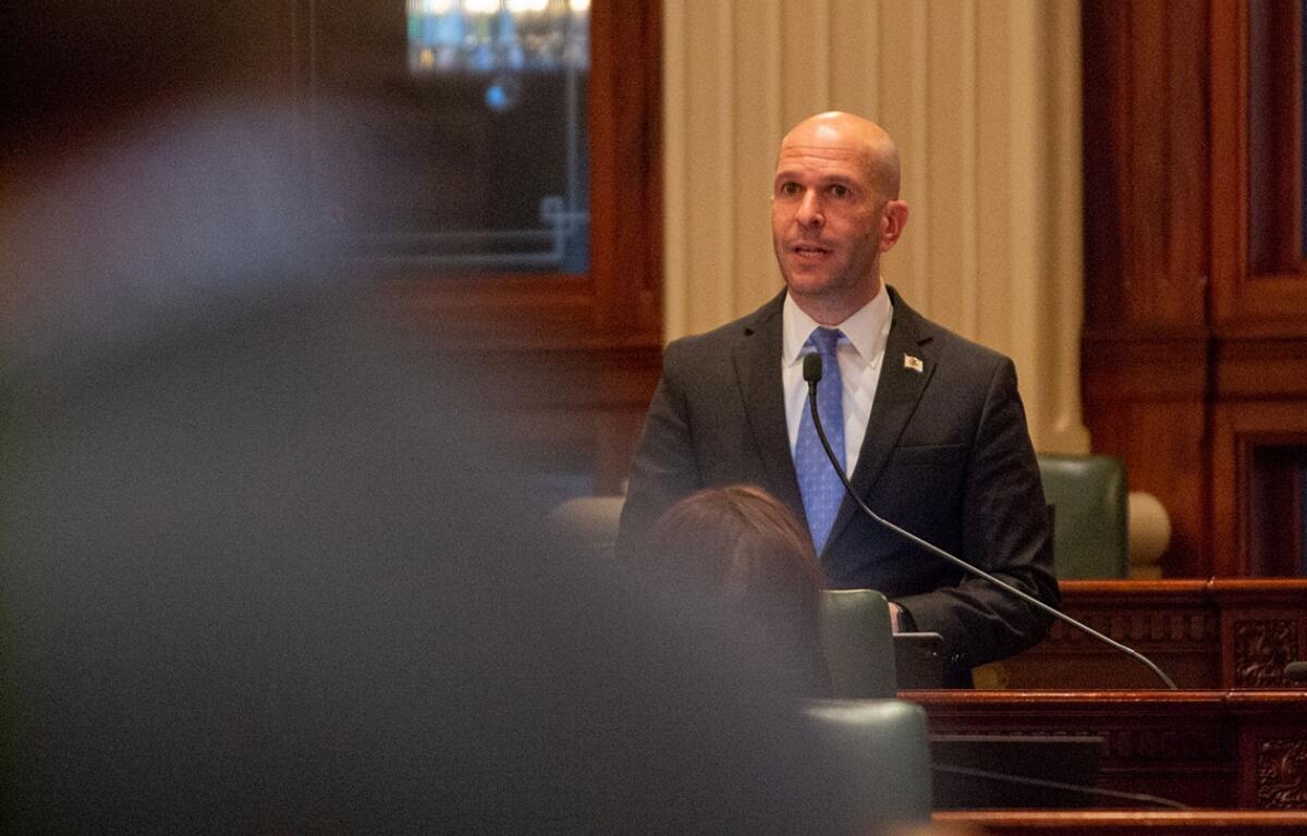 State Rep. Bob Morgan on the floor of the Illinois House in 2024. (Capitol News Illinois file photo by Jerry Nowicki)