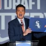 Greg Amsinger, MLB Network host, announces that the Chicago White Sox will have the number one pick in draft during a broadcast at the Major League Baseball's winter meetings, Tuesday, Dec. 9, 2025, in Orlando, Fla. (AP Photo/John Raoux)