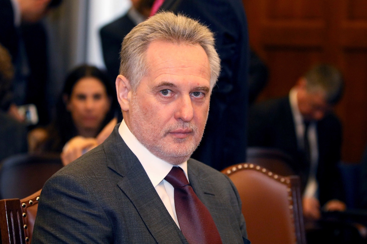 FILE - Ukrainian oligarch Dymitro Firtash waits for the start of his trial at the courts of justice in Vienna, Austria, Feb. 21, 2017. (AP Photo/Ronald Zak, File)