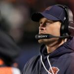 Chicago Bears head coach Ben Johnson watches during the first half of an NFL football game against the Green Bay Packers Saturday, Dec. 20, 2025, in Chicago. (AP Photo/Nam Huh)