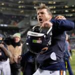 Chicago Bears' Cairo Santos celebrates after an NFL football game against the Green Bay Packers Saturday, Dec. 20, 2025, in Chicago. (AP Photo/Erin Hooley)