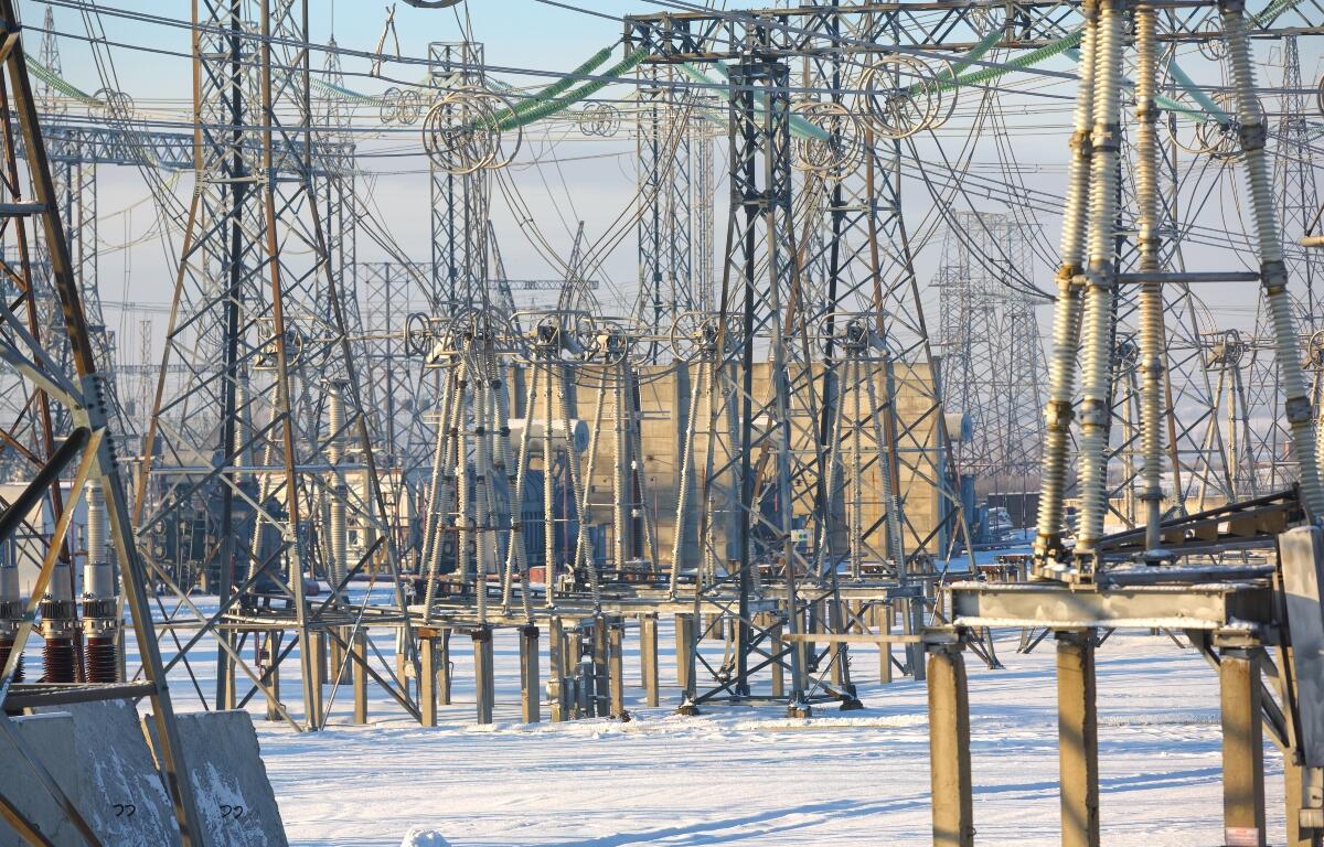 A power substation in winter.
