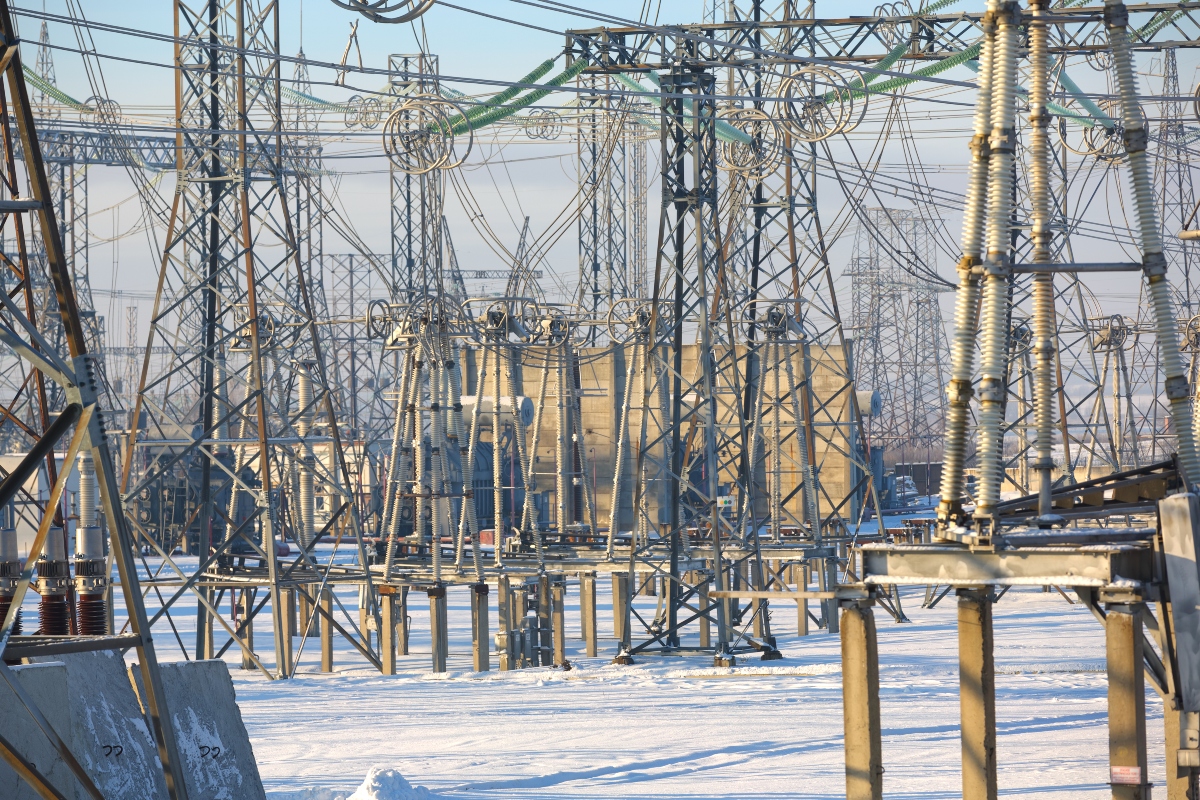 A power substation in winter.