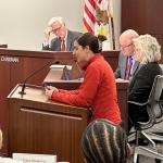 Erin Kirkpatrick speaks to the Sangamon County Board expressing concerns about the proposed Cyrus One data center.