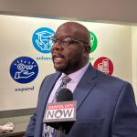 Terrence Jordan, selected as the next Superintendent of District 186 pending board approval, speaks to reporters Friday afternoon.