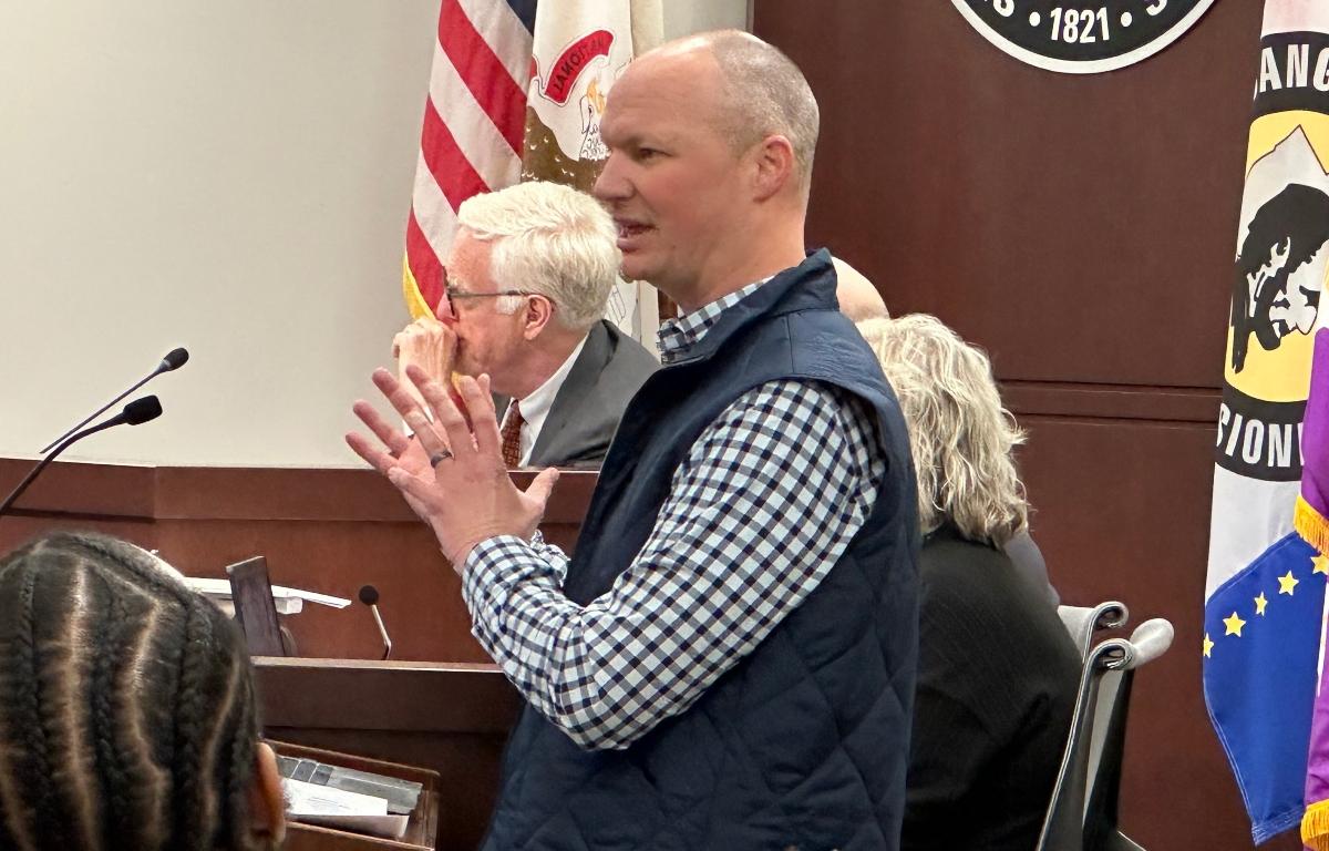 Josh Sabo, Executive Director of Heartland Housed, speaks recently to the Sangamon County Board.