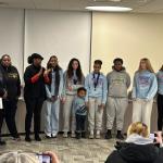 The 8th Grade Lincoln Magnet/Ball Charter girls basketball team was recognized by the District 186 School Board for having won the IESA Class 3A state tournament.