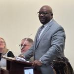 Terrence Jordan, who will become the next Superintendent of Springfield Public Schools, speaks to the District 186 Board of Education Tuesday night.