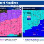 A Winter Storm Warning continues, while another Cold Weather Advisory will take hold.