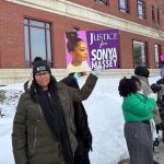 Rally-goers gather outside of the Sangamon County Complex during Thursday's sentencing hearing for Sean Grayson.