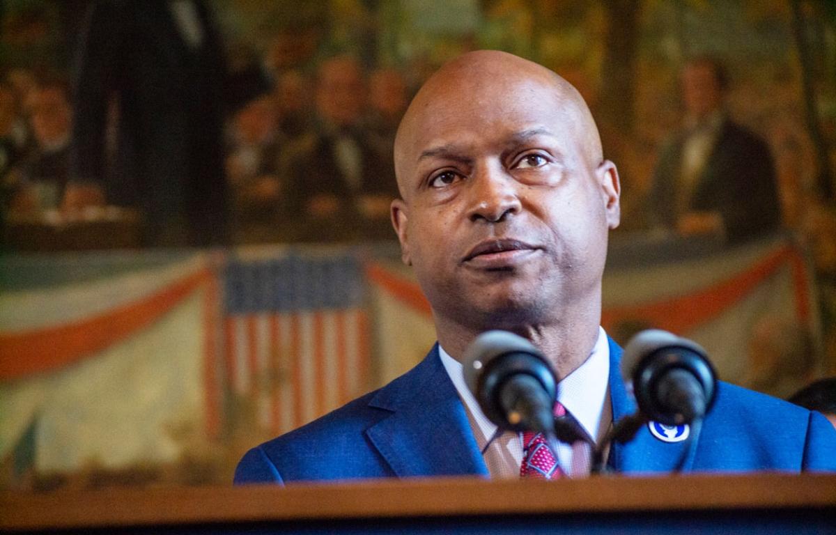 Illinois House Speaker Emanuel “Chris” Welch, D-Hillside, speaks at a news conference at the Illinois Capitol in May 2023. (Capitol News Illinois file photo by Jerry Nowicki)